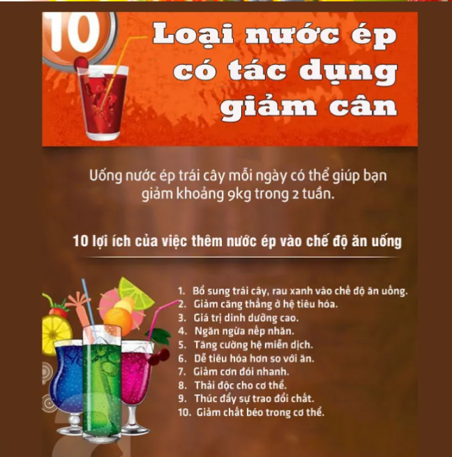 10 loai nuoc ep co tac dung giam can va an toan cho ban