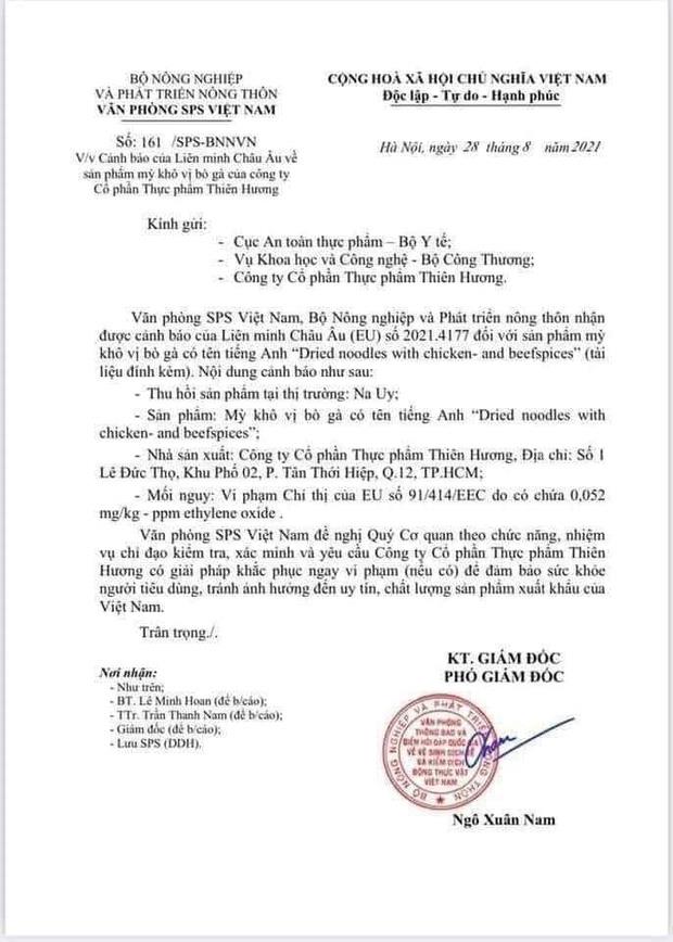 Sau Acecook, den luot mi kho vi bo ga cua Thien Huong bi thu hoi tai Chau Au vi Ethylene oxide