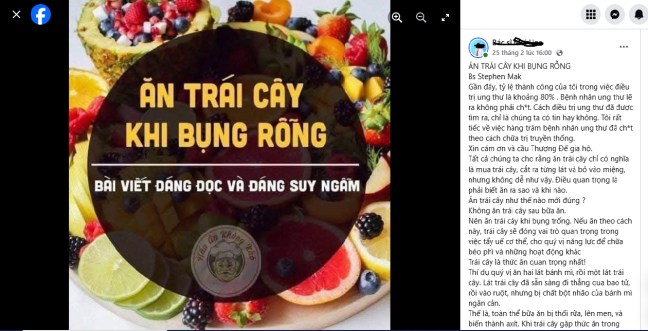 An trai cay khi bung doi 'chua khoi ung thu'?