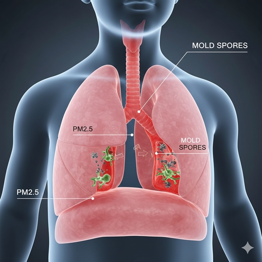 Bao ve he ho hap cho tre nho truoc tinh trang o nhiem bui min va nam moc dau xuan