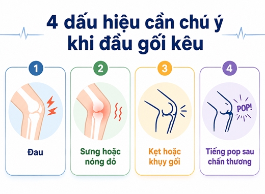 Dau goi keu luc cuc khi dung len ngoi xuong co dang lo khong?