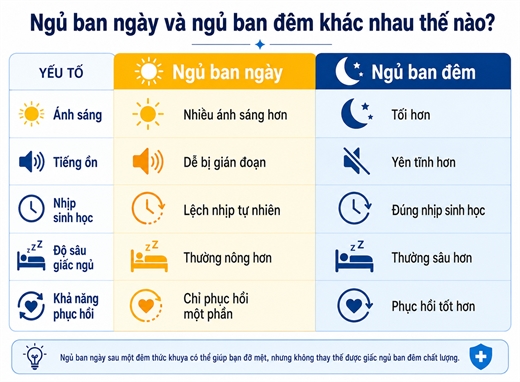 Ngu ban ngay sau mot dem thuc trang co phuc hoi giong ngu ban dem khong?